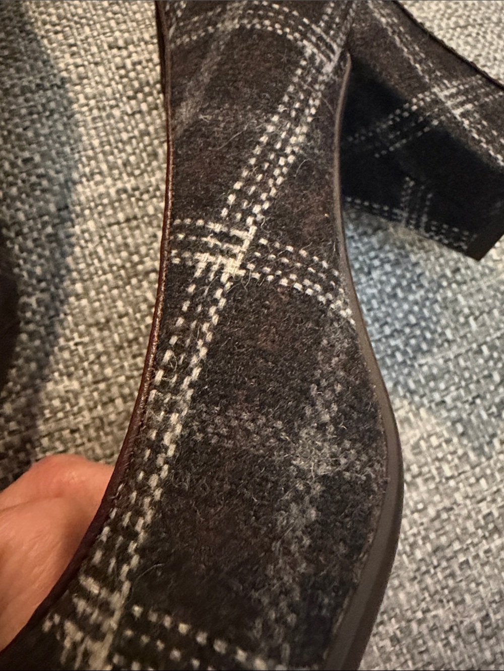 Etienne Aigner Zane Plaid Fabric & Leather
Trim Block Heel Pumps - Size 8M - Picture 2 of 14